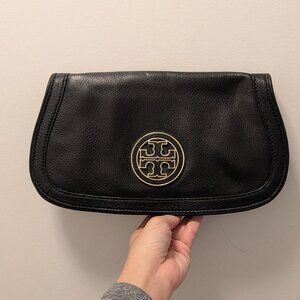 Tory Burch Amanda clutch bag black gold with removable strap